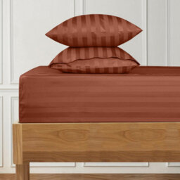 Ameha Stripe Fitted Sheet 40 Cm Deep Pocket- Hypoallergenic Easy Care Rust Bed Sheets Uk Double Bedsheet(137X190Cm) - thumbnail 8