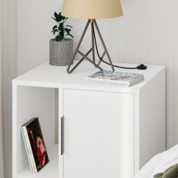 Decortie Glynn Modern Bedside Table Nightstand Metal Hairpin Legs 50Cm Storage White Bedroom - thumbnail 7