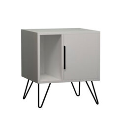 Decortie Glynn Modern Bedside Table Nightstand Metal Hairpin Legs 50Cm Storage White Bedroom - thumbnail 2