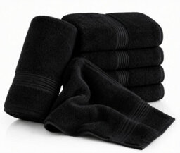 Nod Off Luxury Beach Towel 100X200Cm - 500Gsm 100% Egyptian Ring Spun Cotton - Super Soft Highly Absorbent - Black - Pack Of 4