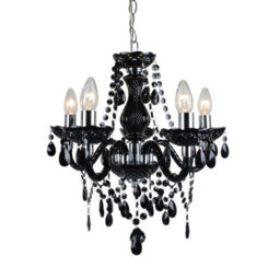 First Choice Lighting Black And Chrome Marie Therese - 5 Light Ceiling Pendant Chandelier - thumbnail 1