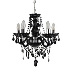First Choice Lighting Black And Chrome Marie Therese - 5 Light Ceiling Pendant Chandelier - thumbnail 2