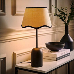 Valuelights Kaiden Black Dome Table Lamp With Scallop Trim Shade - thumbnail 5