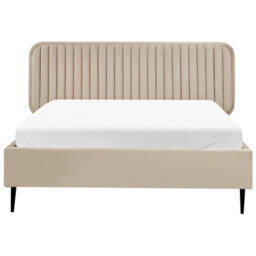 Beliani Bed Velvet Brin 140 X 200 Cm (Eu Double) Taupe - thumbnail 5