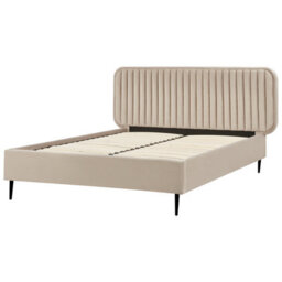 Beliani Bed Velvet Brin 140 X 200 Cm (Eu Double) Taupe - thumbnail 4
