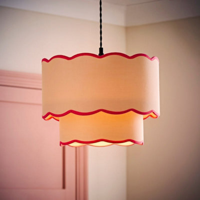 Valuelights Sloane 2 Tier Pink Colour Clash Scallop Ceiling Lamp Shade And Bulb - image 1