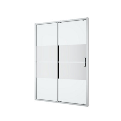 GoodHome Ledava Chrome Effect Mirror Strip Sliding Shower Door (H)195Cm (W)140Cm - image 1