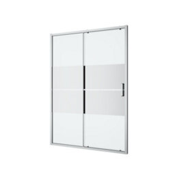 GoodHome Ledava Chrome Effect Mirror Strip Sliding Shower Door (H)195Cm (W)140Cm