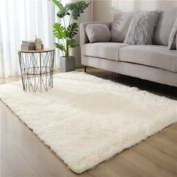 Fluffy Soft Beige Carpet Large Shaggy Rug Anti-Slip Bedroom Living Room Floor Mats 200X300Cm - thumbnail 1