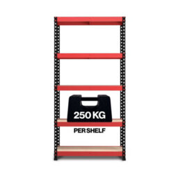 RB UK Rb Boss Garage Shelving Unit Fastlok 5 Shelf Mdf Red & Black Powder Coated Steel (H) 1800mm (W) 900mm (D) 400mm - thumbnail 4