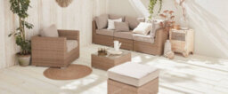 Sweeek - 5-Seater Deluxe Polyrattan Garden Sofa Set Beige 225X80X67.5 Cm - Vinci - thumbnail 7