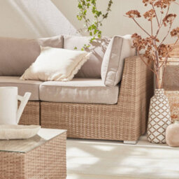 Sweeek - 5-Seater Deluxe Polyrattan Garden Sofa Set Beige 225X80X67.5 Cm - Vinci - thumbnail 4