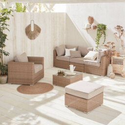 Sweeek - 5-Seater Deluxe Polyrattan Garden Sofa Set Beige 225X80X67.5 Cm - Vinci - thumbnail 3