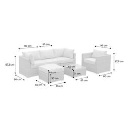 Sweeek - 5-Seater Deluxe Polyrattan Garden Sofa Set Beige 225X80X67.5 Cm - Vinci - thumbnail 5