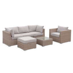 Sweeek - 5-Seater Deluxe Polyrattan Garden Sofa Set Beige 225X80X67.5 Cm - Vinci - thumbnail 2