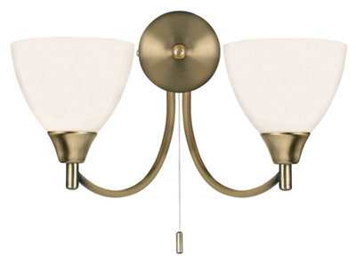 Luminosa Lighting Luminosa Alton 2 Light Indoor Wall Light Antique Brass With Opal Glass, E14 - image 1