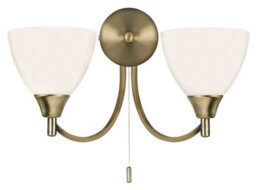 Luminosa Lighting Luminosa Alton 2 Light Indoor Wall Light Antique Brass With Opal Glass, E14 - thumbnail 1