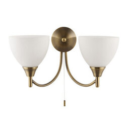 Luminosa Lighting Luminosa Alton 2 Light Indoor Wall Light Antique Brass With Opal Glass, E14 - thumbnail 2