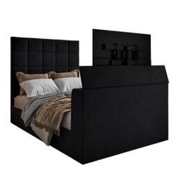 Luther Upholstered  Black Tv Bed Frame - thumbnail 4