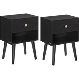 Songmics Bedside Tables, Set Of 2, Side Table With Storage Drawer And Open Shelf, End Table, Ebony Black - thumbnail 6