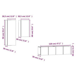 Berkfield 4 Piece Tv Cabinet Set Smoked Oak Engineered Wood - thumbnail 7