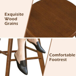 Set Of 2 Bar Stools Wood Counter Height Chair Swivel Kitchen Seat Backless - thumbnail 6