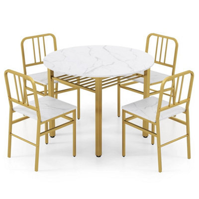 5 Piece Dining Table Set Round Kitchen Table & 4 Chairs - image 1
