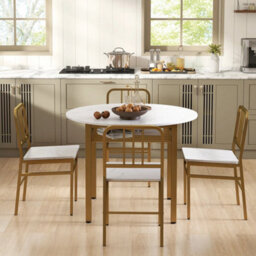 5 Piece Dining Table Set Round Kitchen Table & 4 Chairs - thumbnail 3