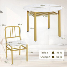 5 Piece Dining Table Set Round Kitchen Table & 4 Chairs - thumbnail 2
