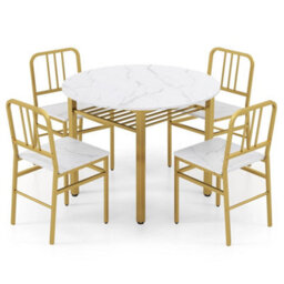5 Piece Dining Table Set Round Kitchen Table & 4 Chairs - thumbnail 1