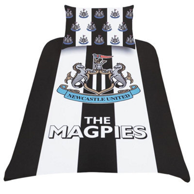 Newcastle United Fc Stripe Duvet Cover Set Black/white/blue (Single)