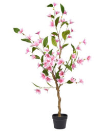 Wyld And Coco 128Cm Artificial Magnolia Tree With Pink Blooms And Green Foliage, Potted Indoor Décor - thumbnail 1