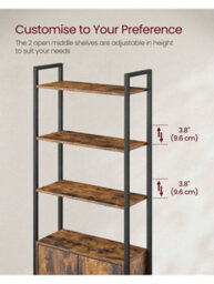LEDREM Tall Bookshelf With Door, 6-Tier Bookcase, Metal Frame, Adjustable Shelves, 24 X 60 X 159.5 Cm, Living Room Bedroom - thumbnail 6