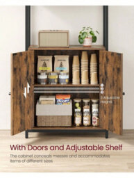 LEDREM Tall Bookshelf With Door, 6-Tier Bookcase, Metal Frame, Adjustable Shelves, 24 X 60 X 159.5 Cm, Living Room Bedroom - thumbnail 5