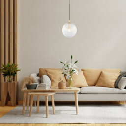 Luminosa Lighting Luminosa Paloma 25Cm Globe Pendant Ceiling Light Transparent (Fluted), Brushed Brass - thumbnail 3