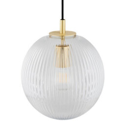 Luminosa Lighting Luminosa Paloma 25Cm Globe Pendant Ceiling Light Transparent (Fluted), Brushed Brass - thumbnail 4