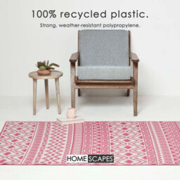 Homescapes Luxury Outdoor Rug Waterproof Reversible For Garden Patio, 180 X 270 Cm, Pink, 100% Recycled, Tia Aztec - thumbnail 3