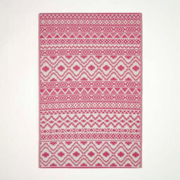 Homescapes Luxury Outdoor Rug Waterproof Reversible For Garden Patio, 180 X 270 Cm, Pink, 100% Recycled, Tia Aztec - thumbnail 1
