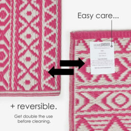 Homescapes Luxury Outdoor Rug Waterproof Reversible For Garden Patio, 180 X 270 Cm, Pink, 100% Recycled, Tia Aztec - thumbnail 6