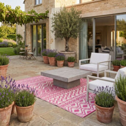 Homescapes Luxury Outdoor Rug Waterproof Reversible For Garden Patio, 180 X 270 Cm, Pink, 100% Recycled, Tia Aztec - thumbnail 8