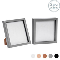 "Nicola Spring 8 X 8"" Photo Frames - Grey - 3D Photo Frame Picture Frame Box Portrait Display Case (22.5 X 22.5Cm) Set Of 2" - thumbnail 1