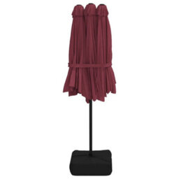 Berkfield Double-Head Garden Parasol Bordeaux Red 449X245 Cm - thumbnail 5