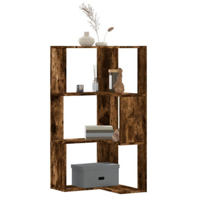 Berkfield Elegant Corner Bookcase 3-Tier Smoked Oak 50X50X102 Cm Engineered Wood - image 1
