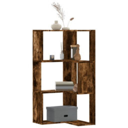 Berkfield Elegant Corner Bookcase 3-Tier Smoked Oak 50X50X102 Cm Engineered Wood
