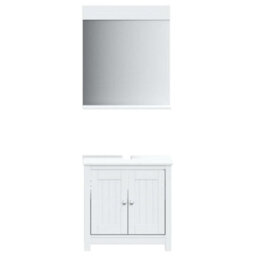 Berkfield 2 Piece Bathroom Furniture Set Berg White Solid Wood Pine - thumbnail 2