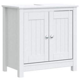 Berkfield 2 Piece Bathroom Furniture Set Berg White Solid Wood Pine - thumbnail 3