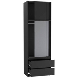 Urbn-Living Urbnliving 240Cm Modern Grey Sliding Door Wardrobe With Hanging Rail Black Carcass Grey Doors - thumbnail 7