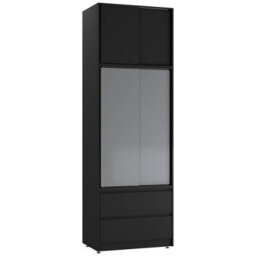 Urbn-Living Urbnliving 240Cm Modern Grey Sliding Door Wardrobe With Hanging Rail Black Carcass Grey Doors - thumbnail 5