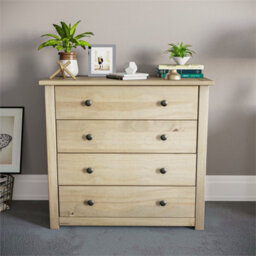 4 Drawer Chest Panama Drawer Chest Solid Pine Natural Wax Wood Bedroom Storage Furniture Unit - thumbnail 2
