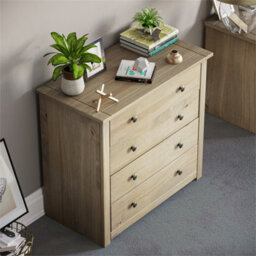 4 Drawer Chest Panama Drawer Chest Solid Pine Natural Wax Wood Bedroom Storage Furniture Unit - thumbnail 3